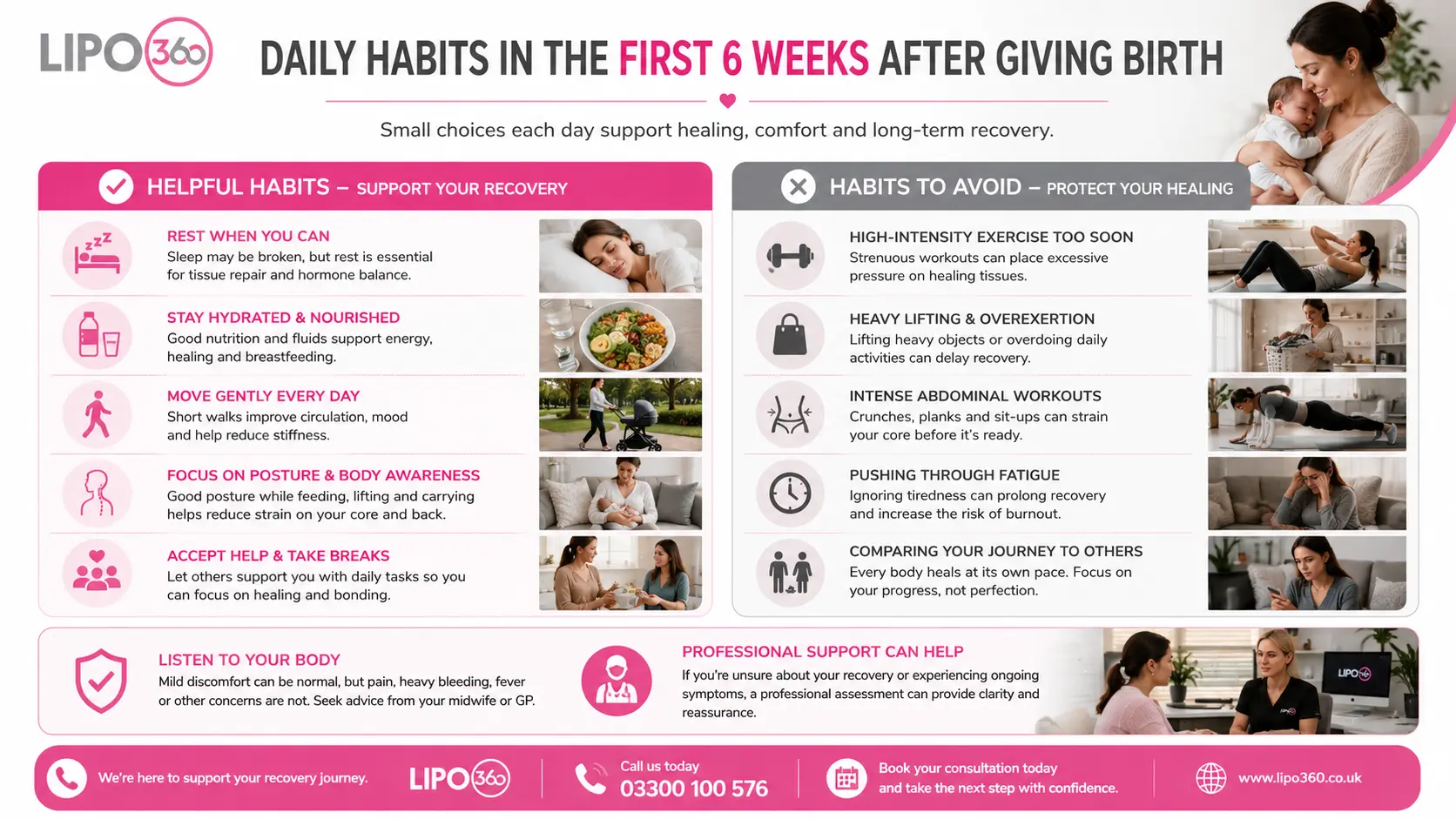 What to Do (and Avoid) in the First 6 Weeks After Giving Birth To Avoid Diastasis Recti 3 First 6 Weeks After Giving Birth To Avoid Diastasis Recti Cirencester : Daily Habits in the First 6 Weeks After Giving Birth